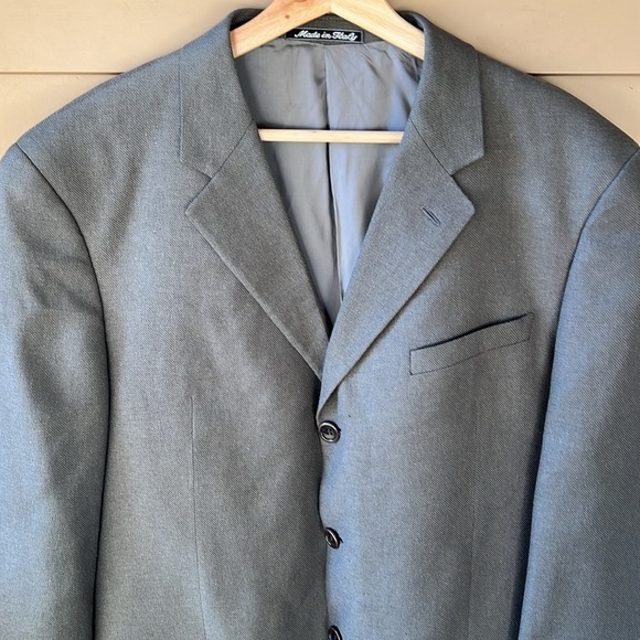 Armani Collezioni 100% Silk Gray Men’s Blazer Sports Jacket 43L - Picture 7 of 13